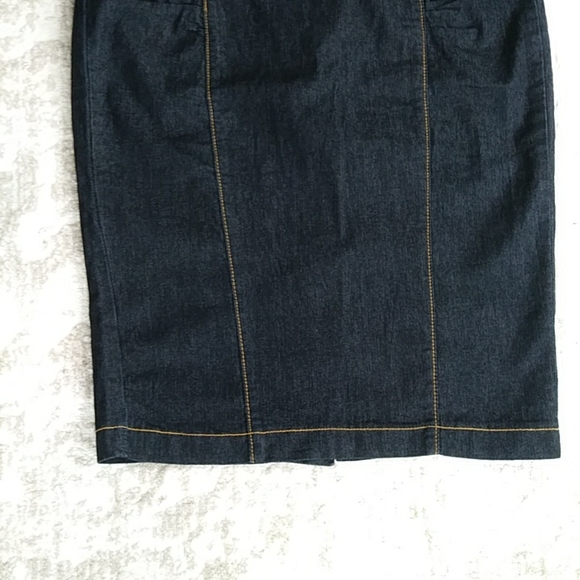 Bisou Bisou Pleated Denim Jean Skirt 6 Dark Wash Blue - Picture 4 of 14